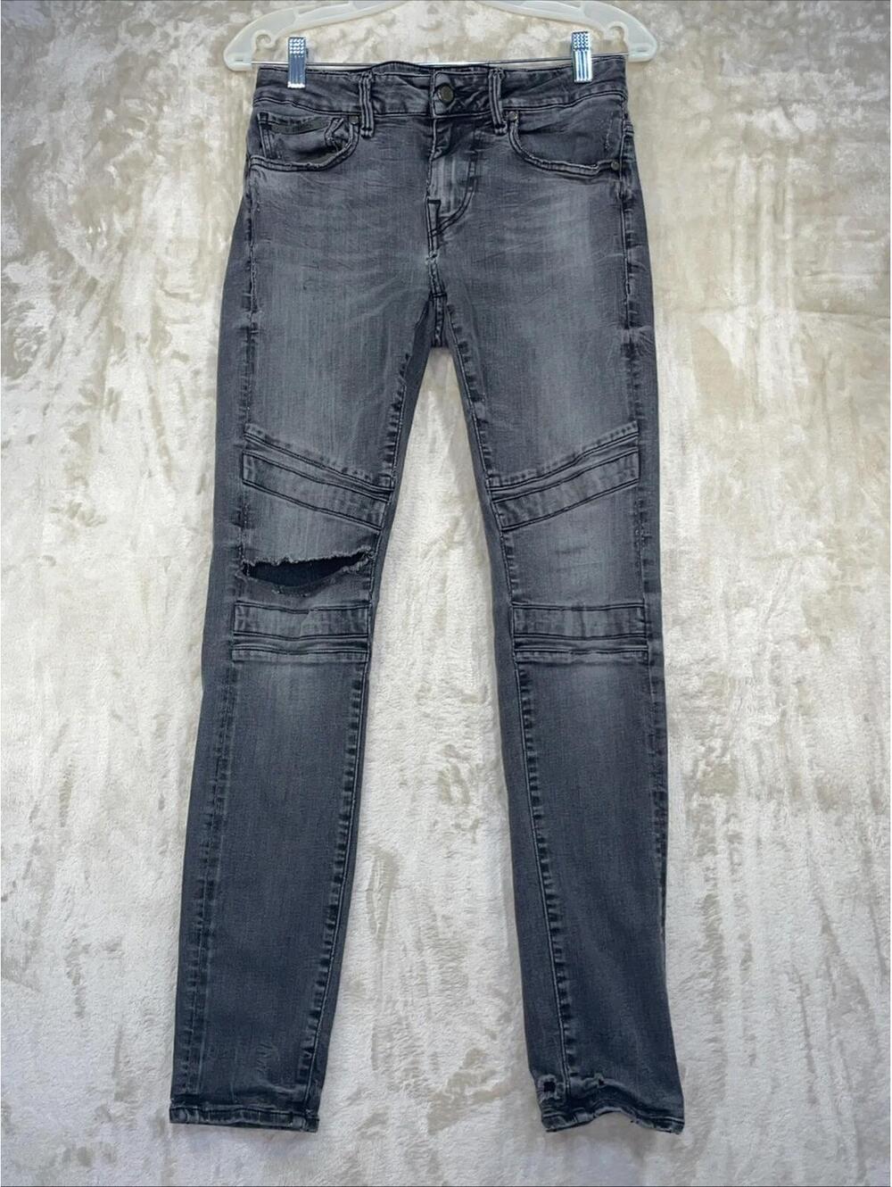 Mens GUESS Jeans LA Jay Skinny U-Stretch Distressed Denim Black Jean Size 29x30